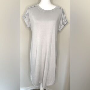 New Directions Gray Women Short Sleeve Crew Neck  Dress Size Medium